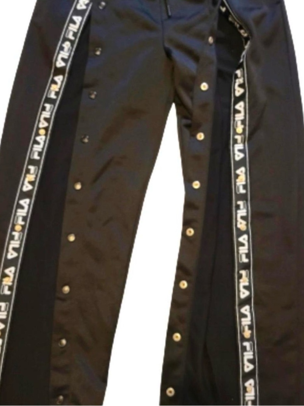 FILA Black Snap-Front Track Joggers with Branded Side Tape